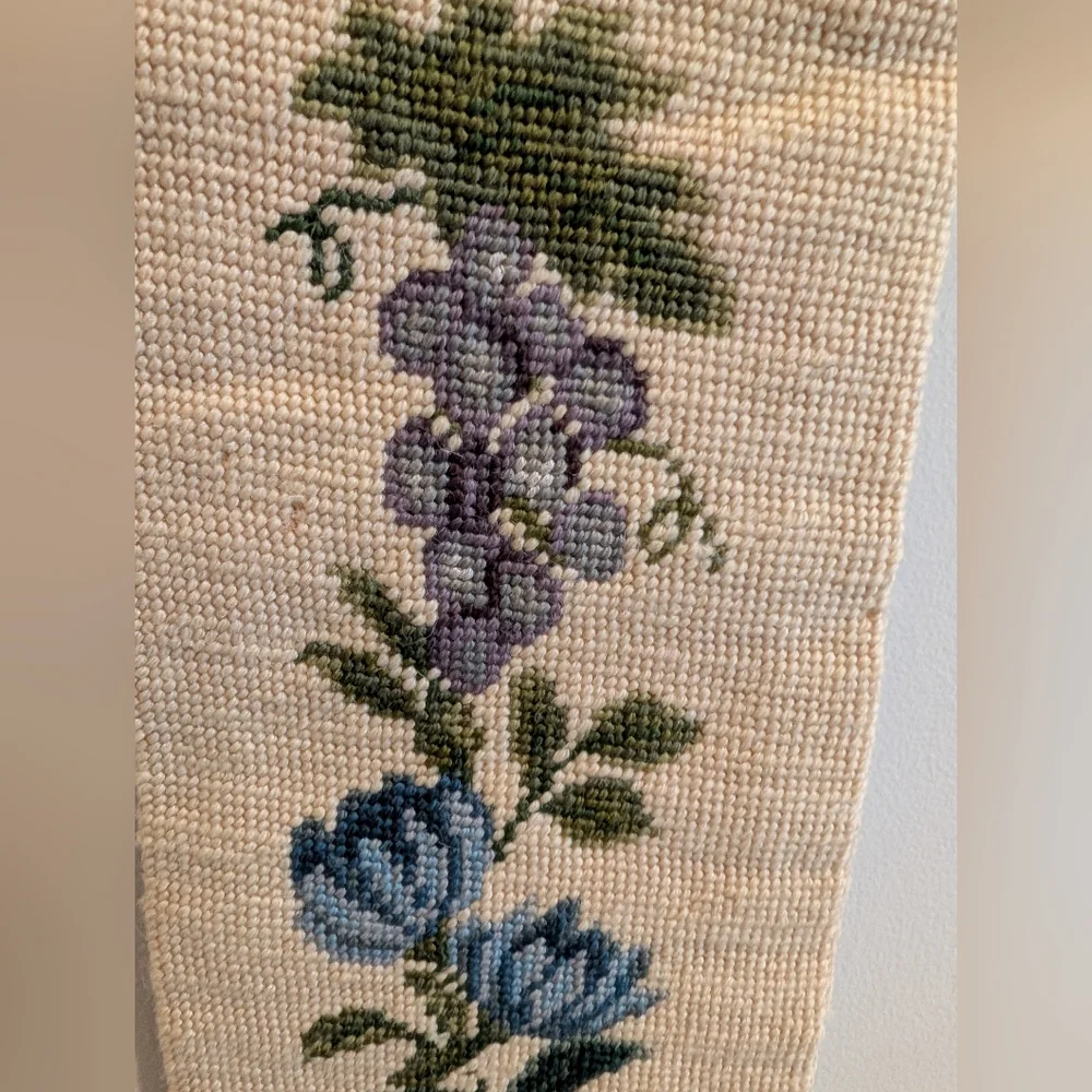 Needlepoint Tapestry Wall Hanging Vintage Fruit Garland Traditional